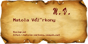 Matola Várkony névjegykártya